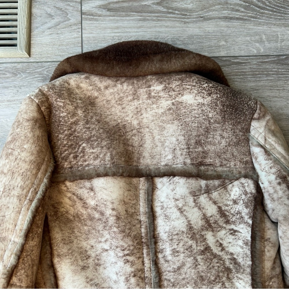 Vintage Rice Sportswear Genuine Shearling Sheepskin Leather Coat - Picture 15 of 16